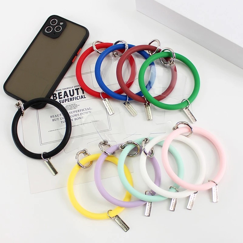 Tali Lanyard Handphone Universal Bahan Silikon Lembut Anti Hilang Dengan Slot Kartu