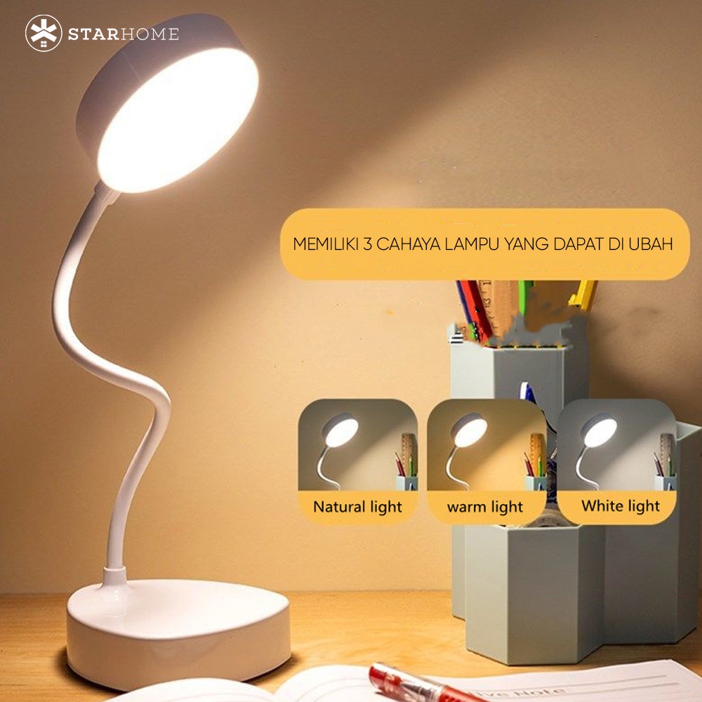 Lampu Meja LED Putar Bulat Lampu Belajar Lampu Meja Lampu Baca  3 Warna Lampu Emergency Lampu 1910
