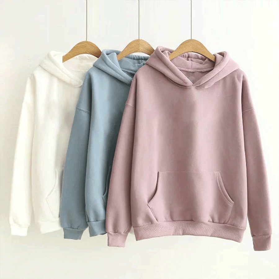 Parisdivarious Sweater Hoodie Jemper Basic Polos Part 6 Bahan Fleece Size S - XXL (Pria &amp; Wanita)