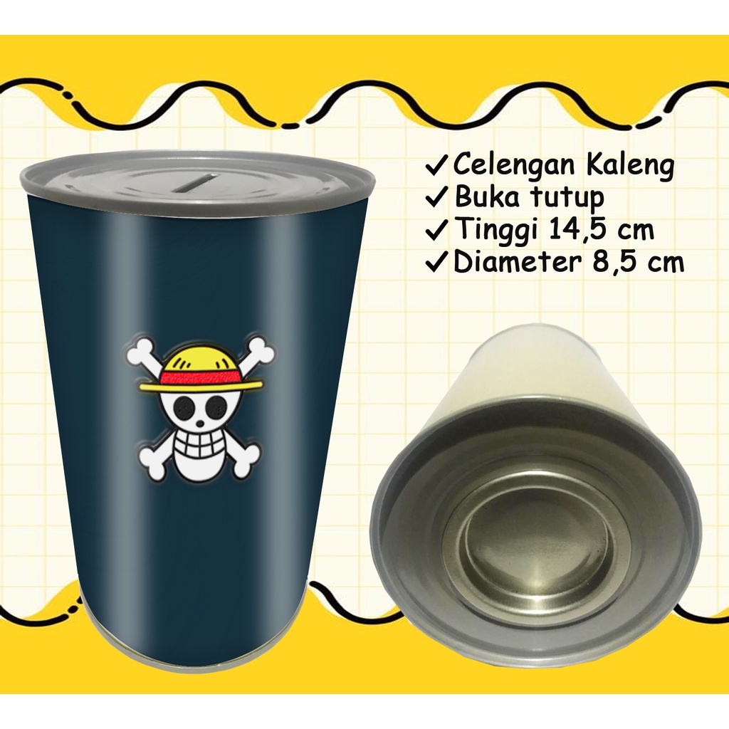 Jual Celengan Kaleng Buka Tutup / Celengan Kaleng One Piece / Celengan ...