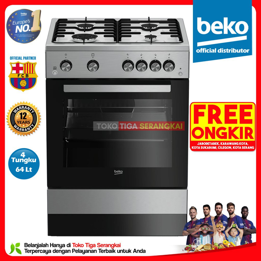 Beko Freestanding Gas Cooker Kompor Oven FSGT61121DXL (FREE ONGKIR)