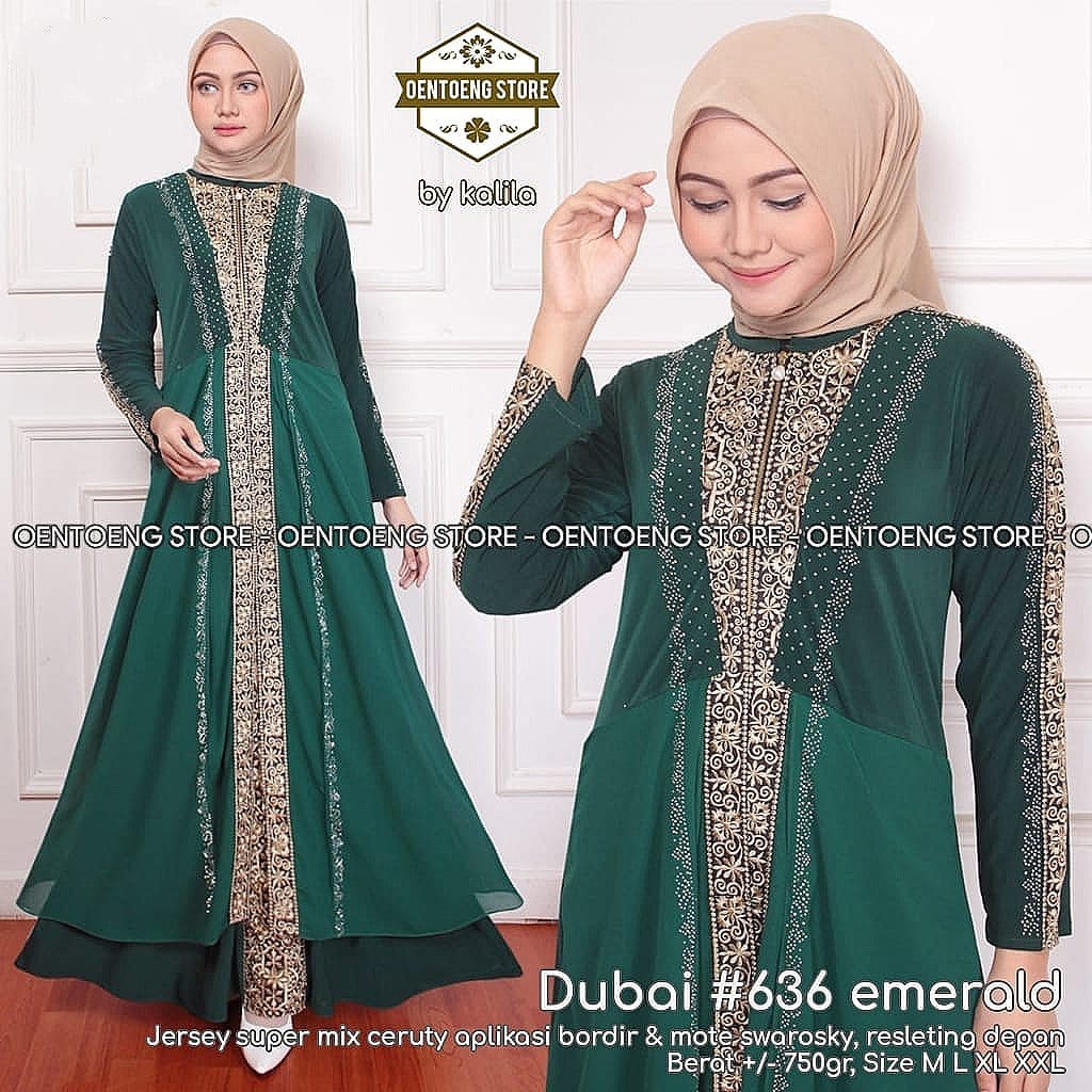 Dress Abaya Dubai 636 Emerald Ori Oentoeng Store