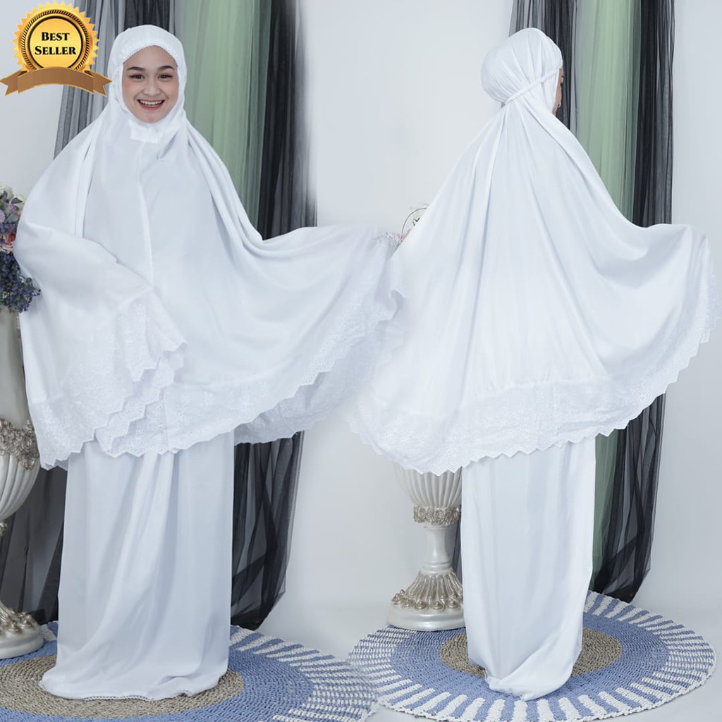 Mukena Dewasa Katun Putih Renda Katun Premium Harga Grosir/Best Seller/Bisa Bayar Di Tempat