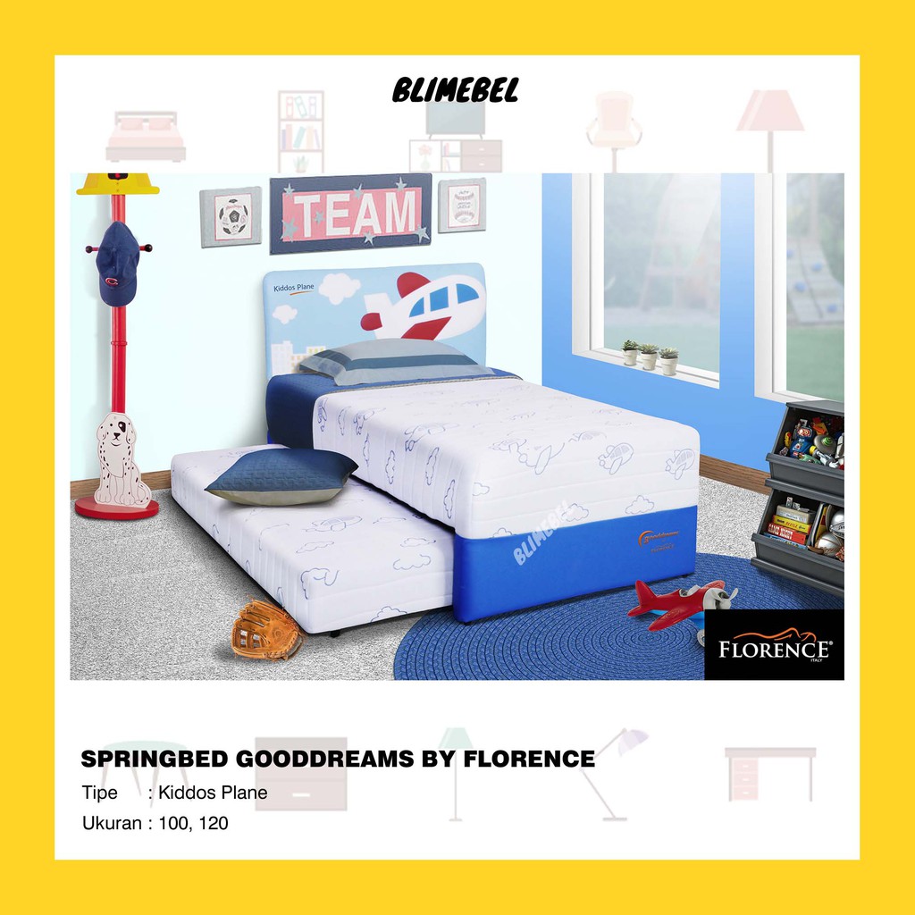 [FREE ONGKIR JAWA-BALI] Florence Spring Bed Gooddreams Kiddos Plane 2 in 1 / Tempat Tidur Anak