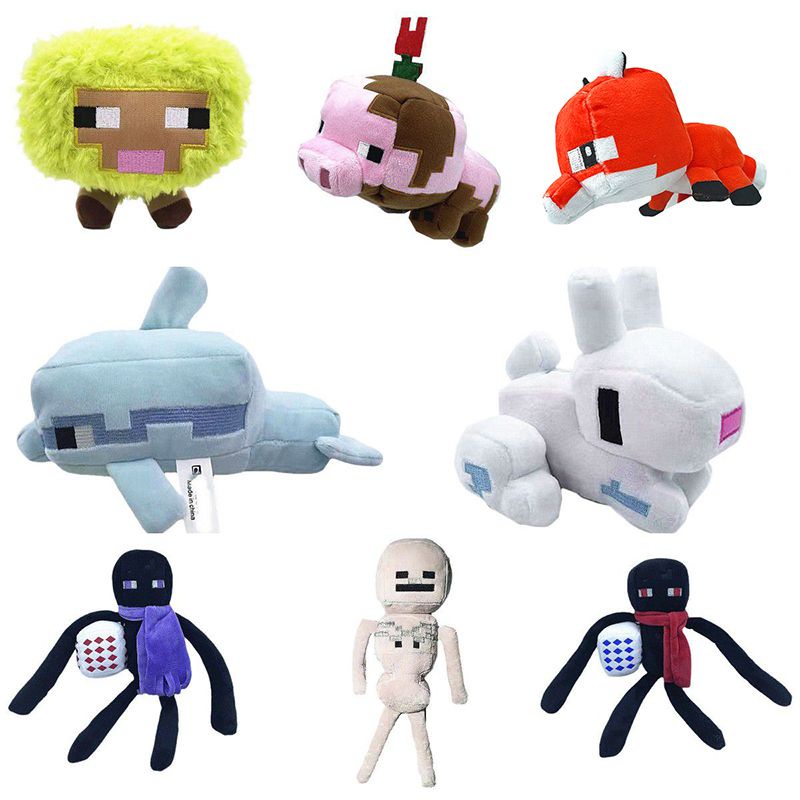 Large 22cm Minecraft Plush Toys Creeper Enderman Pig Bear Stuffed Pixel Doll Aries Zombie