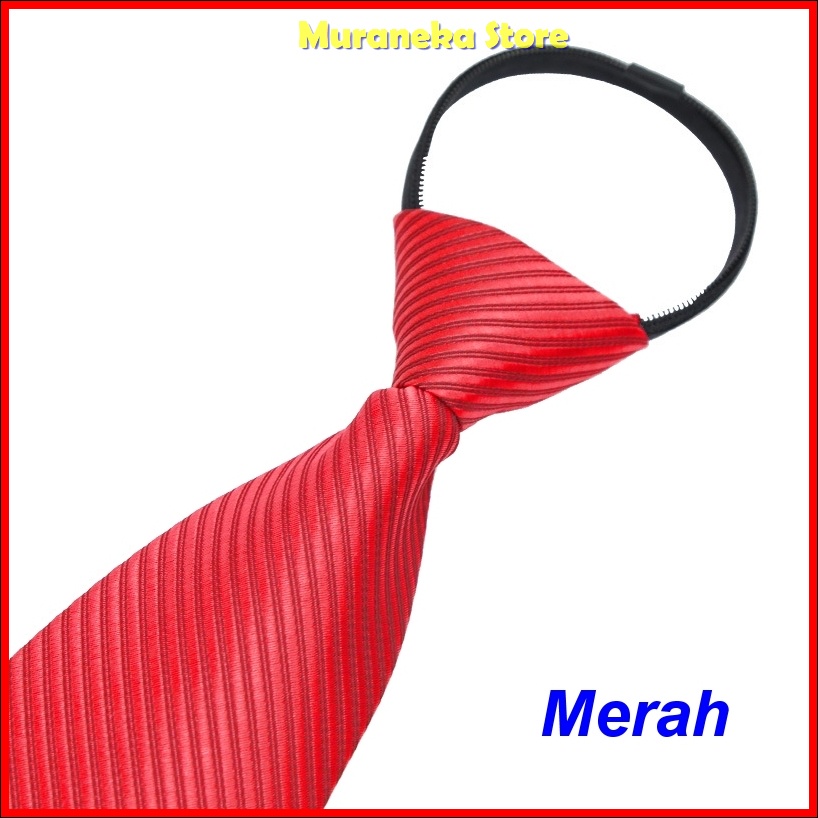 Dasi Pria Instan Resleting Garis Salur Instant Langsung Siap Pakai Jadi Otomatis Hitam Zipper Formal Merah Warna Biru SIlver tie Necktie Praktis Velcro Remaja Polos Wisuda Seragam Kerja Kantor Pengantin Set Resmi Mewah Simpel Slim Wedding Premium Inch cm