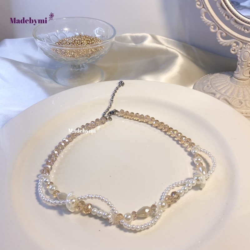 Kalung Hijab Premium Crystal / Necklace Manik Manik / Choker