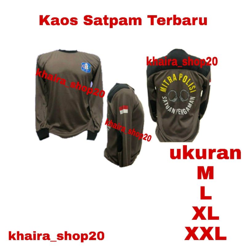 MITRA POLISI kaos satpam terbaru coklat panjang baju seragam SECURITY petugas coklat lengan panjang 