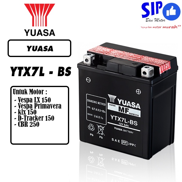 Aki Yuasa YTX7L BS 12V 6Ah Vespa KLX CBR Dtracker