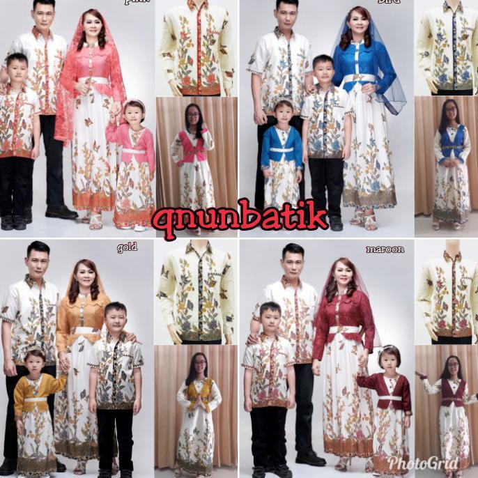 Sarimbit Family Keluarga Gamis Terusan Batik Muslim Kanaya Bunga