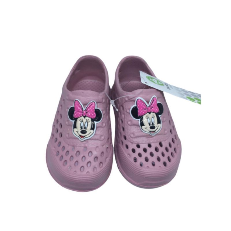 Sandal anak perempuan karet slip on motif minnie mouse