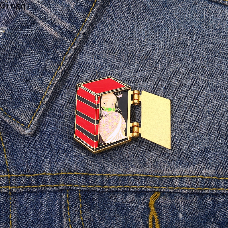 Bros Pin Enamel Desain Kartun Anime Demon Slayer Kamado Nezuko Untuk Anak