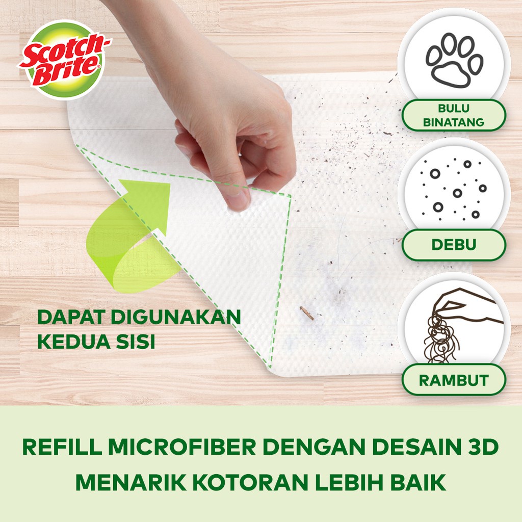 SCOTCH BRITE DRY / WET DISPOSABLE PAPER WIPER REFILLS / KAIN PEL KERING ISI ULANG EASY SWEEPER 20LEMBAR / KAIN PEL BASAH ISI ULANG EASY SWEEPER 8 LEMBAR