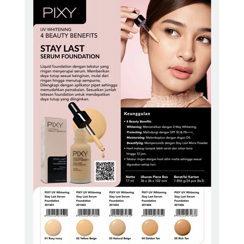 Pixy UV Whitening  Stay Last Serum Foundation