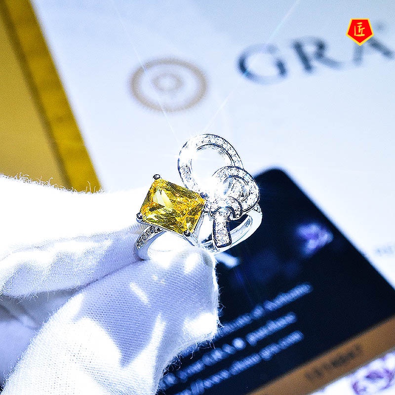 [Ready Stock]Luxury Yellow Diamond Bow Opening Ring