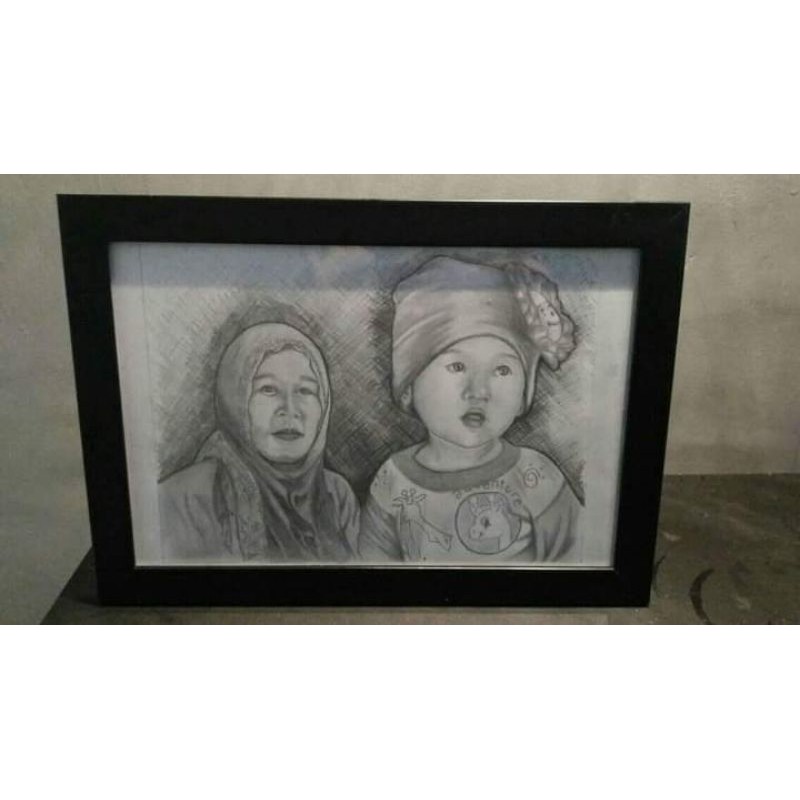 

Sketsa wajah autentik,realis size A4 dan A3 gratis frame