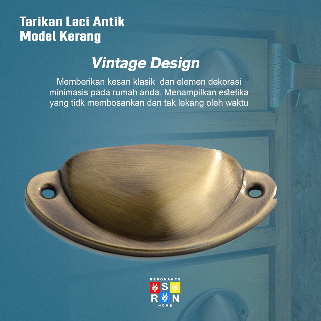 Tarikan Laci Antik Vintage Model Kerang / Antique Drawer Handle Resonance Home