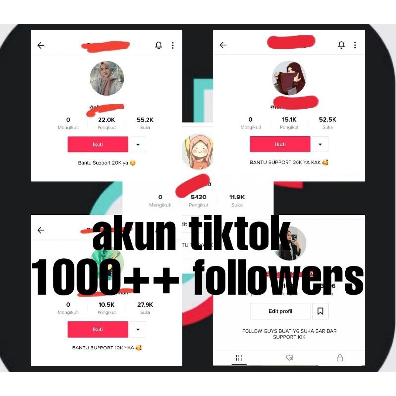 akun tiktok aktif 1000 followers