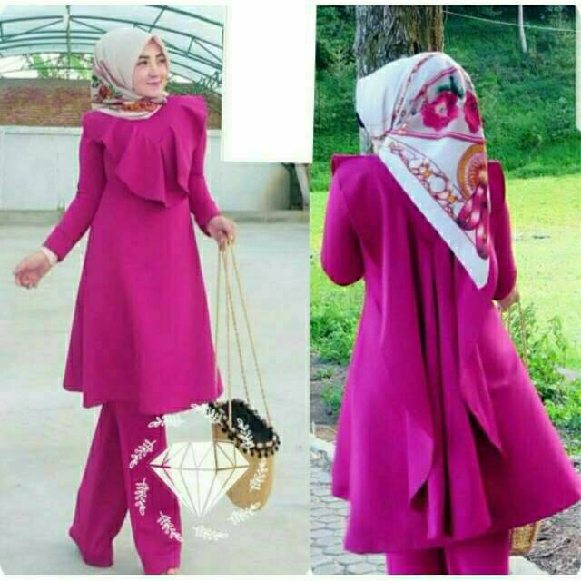 SET CELANA TUNIK ZIVANA, WOLFIS, GAMIS HIJAB MUSLIM, DRESS MAXY, SETELAN