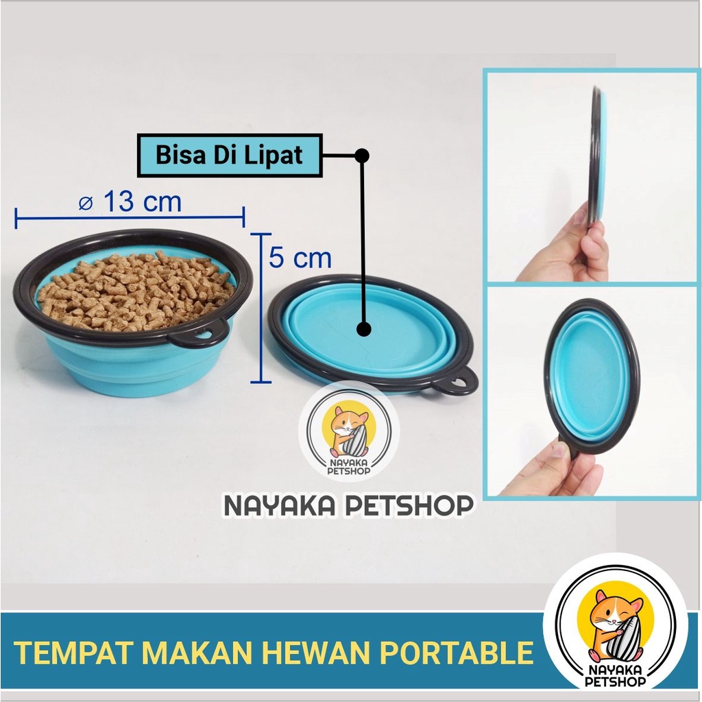 Tempat Makan Kucing Portable Mangok Lipat Anjing Pet Bowl Travel Outdoor Piring Pakan Wadah Minum Air Hewan
