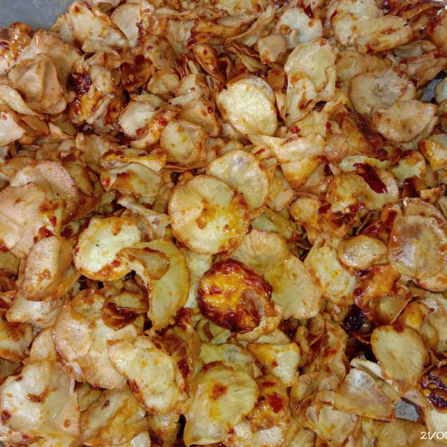 

Keripik singkong pedes manis Mbu Dinar