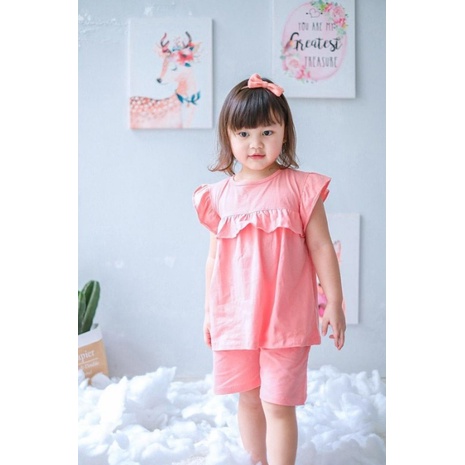 Setelan Anak Kaos Smilee Pompom Size 1-5Tahun / Setelan anak perempuan lucu CBKS S23