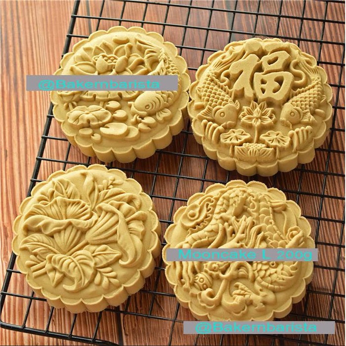 Mooncake Mould L (Round 200gr) Fish FU Cetakan Mooncake Kue Bulan 2020
