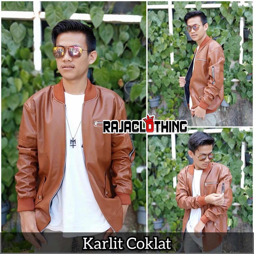 RCL - Jacket Bomber Kulit Orange / Bomber Leather Orange Premium - Jaket Kulit Cowok