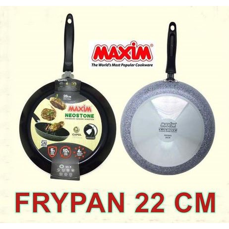 Maxim Neostone Frypan 22 cm Anti Lengket Lapisan Ceramic Desain Elegant / Penggorengan 22 cm