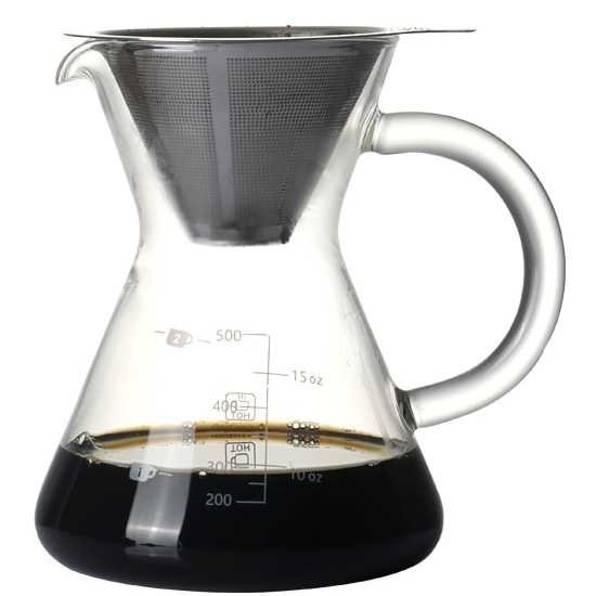 Termurah ! OHFIN Coffee Maker Pot V60 Teko Kopi Barista 600ml + Filter - YD-KT001