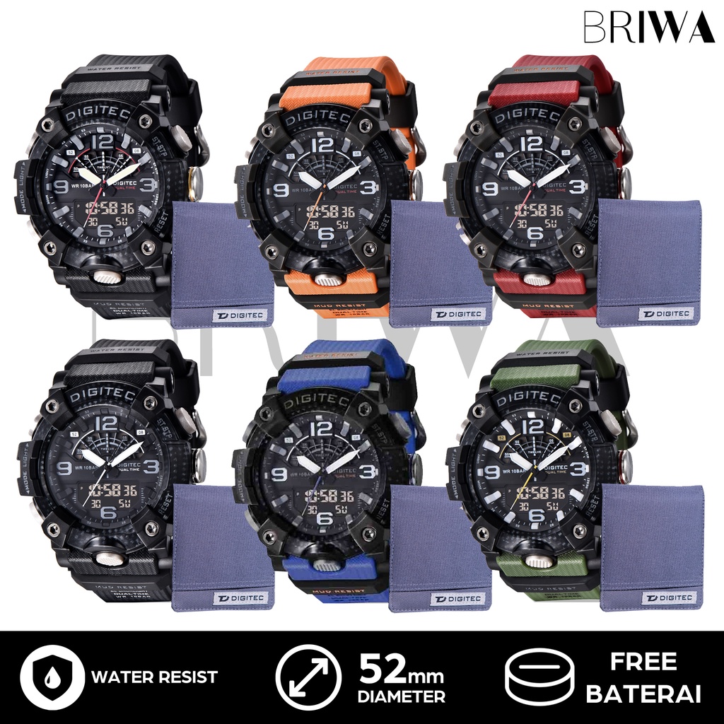 Jam Tangan Pria Analog-Digital - Digitec DA-2118T DA2118T + Dompet