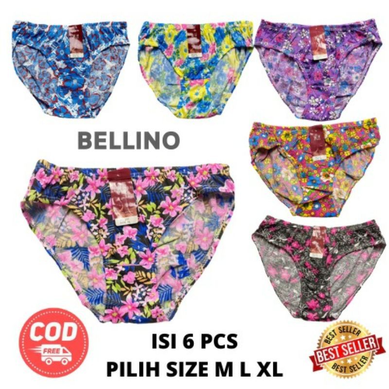 Grosir 6pcs Celana Dalam Wanita Murah Size M L XL Motif Bunga / Cd Cewek Murah Bunga / Cd Wanita