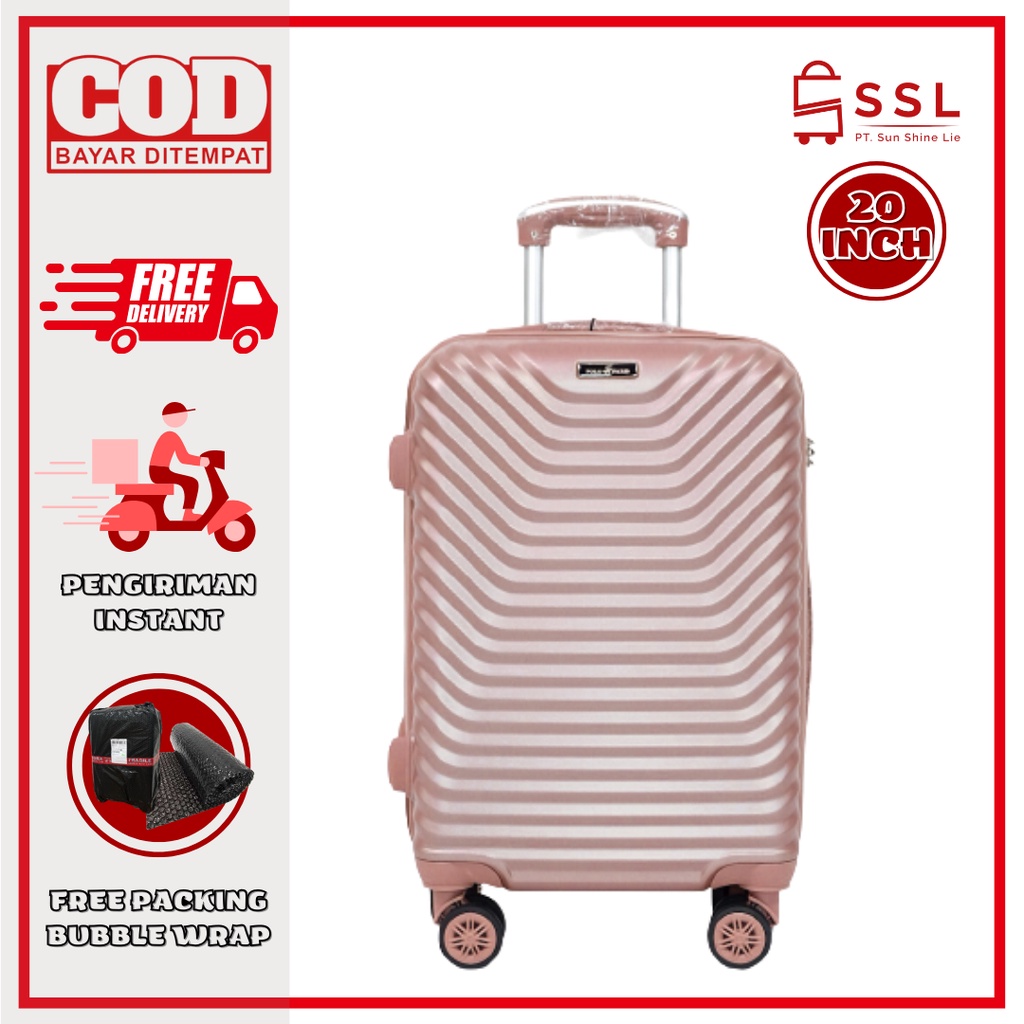 Koper Premium One Colour 019B PoliCarbonate Fiber Kunci Semi TSA Roda Putar 360