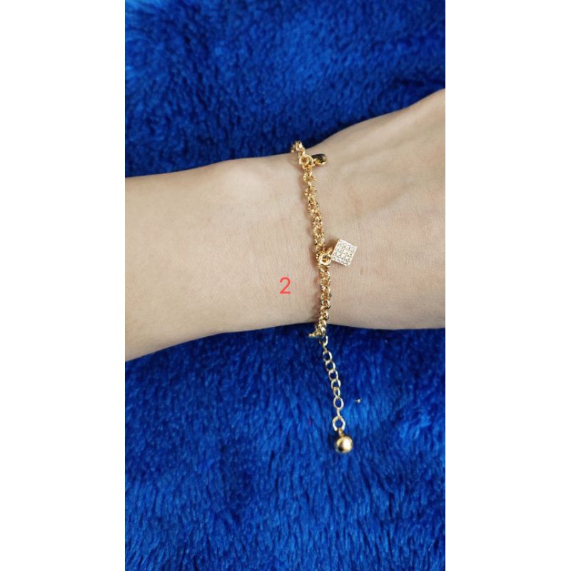 Fifi Fashion Gelang Nori ukir gantung Lucu Model Perhiasan Lapis emas 28#