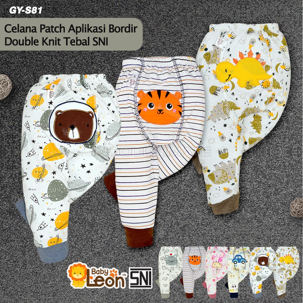 Celana Panjang Anak Bayi Bordir SNI BABY LEON Celana Tidur Piyama Diaper Pants Baby Nebworn GY-S81