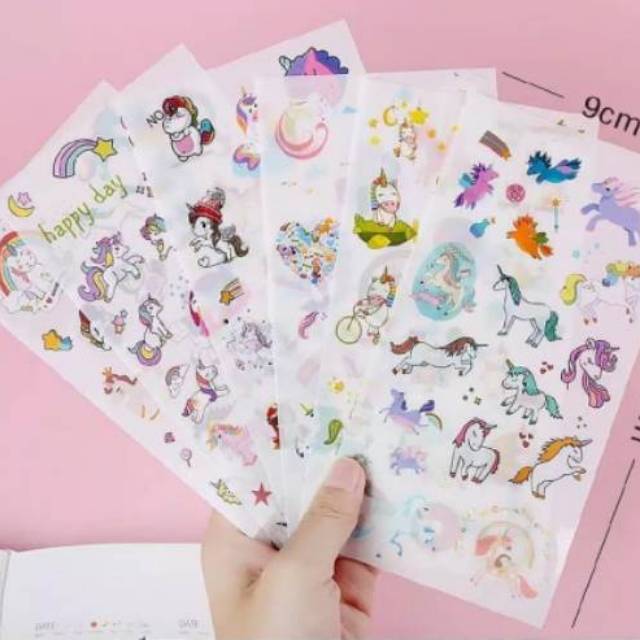 Sticker Unicorn Anak Sekolah Stiker Tempelan Cewek Perempuan Karakter Lucu