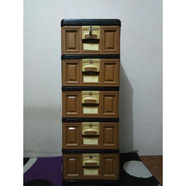 Lemari plastik / lemari pakaian serbaguna napolly susun 5 kunci