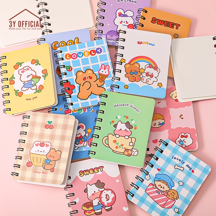 

3Y Buku catatan mini memo notebook motif kartun lucu ukuran A7