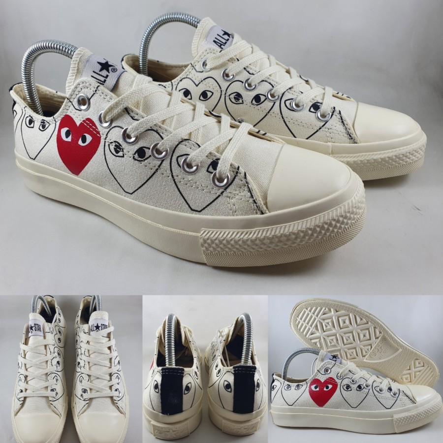 Sepatu Kets Converse Chuck Taylor 70s X CDG Play Multi Heart Low White
