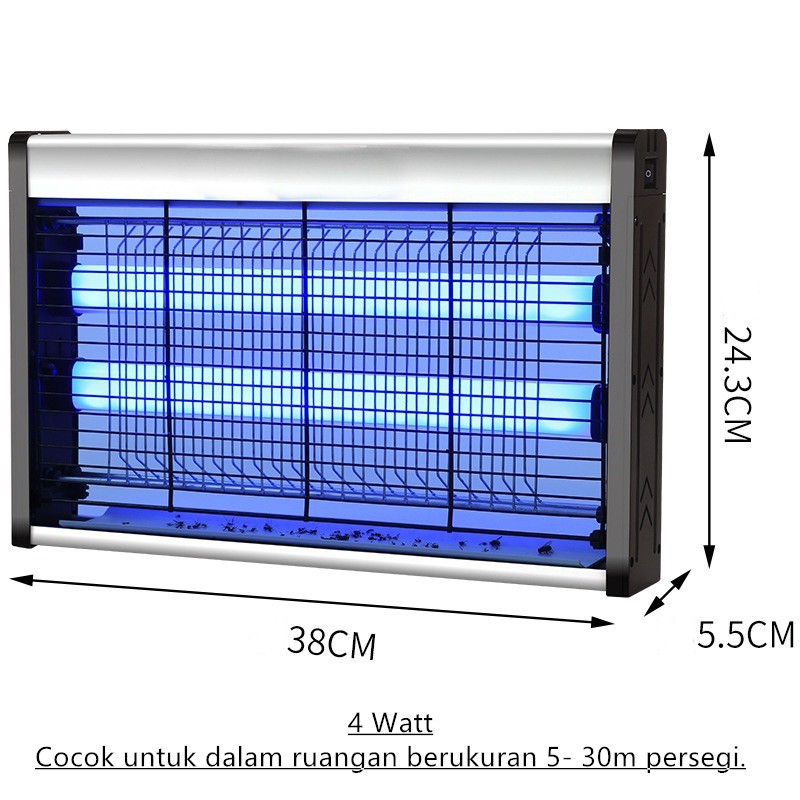 Insect Killer Mosquito Killer Perangkap Nyamuk Lalat Bug Zapper Lampu UV 2/4 Watt