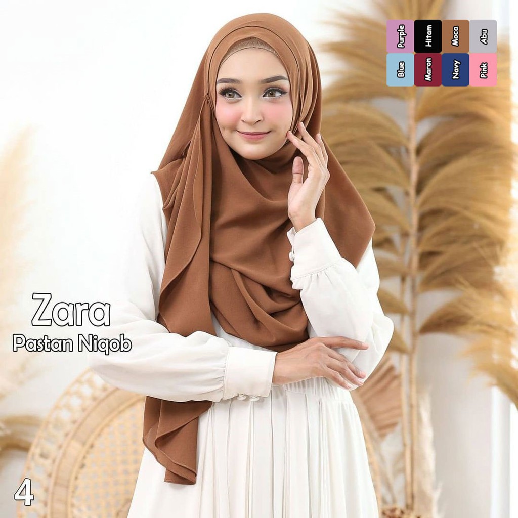 Best Seller!! Jilbab Instan Hijab Instant Pastan Niqob Zara Pastan Niqab 3 in 1 Ceruty Babydoll-MOKA