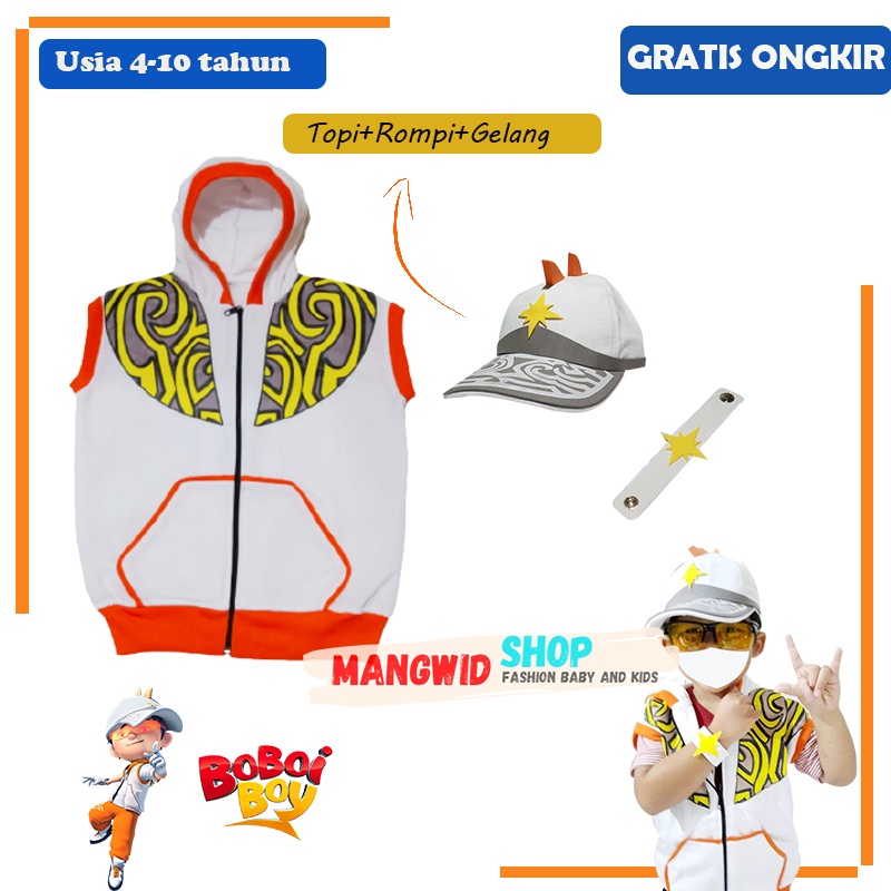 BAJU SETELAN KOSTUM JAKET ROMPI BOY BOBOIBOY SOLAR ANAK LAKI LAKI UMUR 4 , 5 , 6 , 7 , 8 , 9 , 10 TA