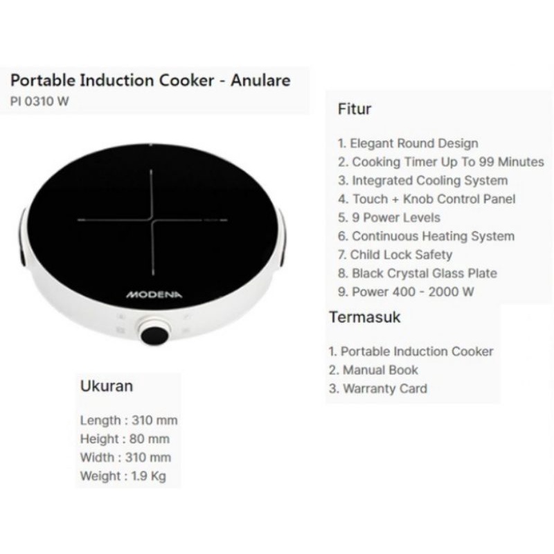 Kompor Induksi Portable PI 0310 / PI0310