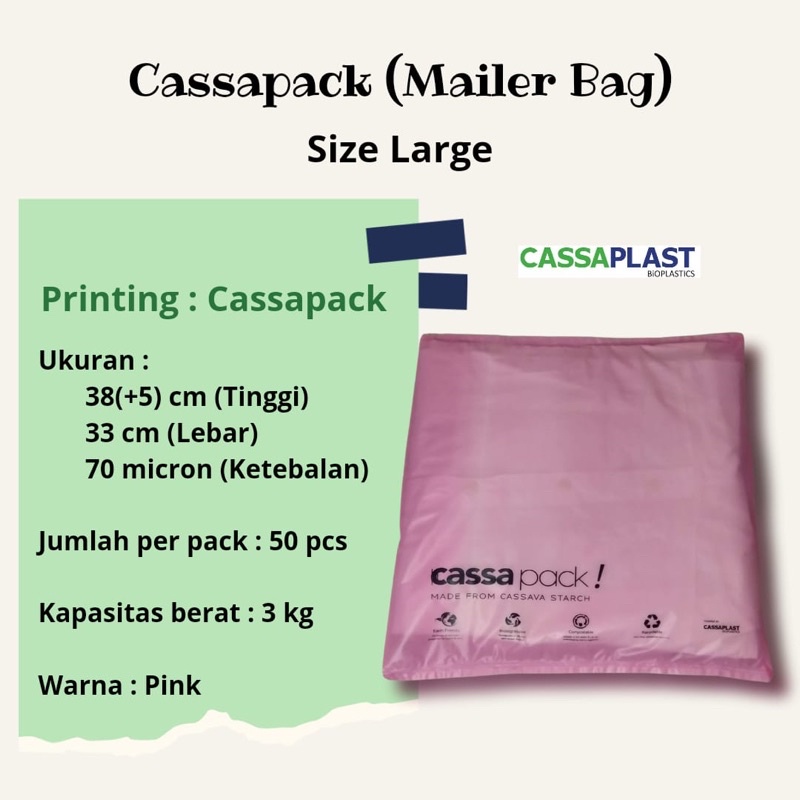 

Mailer Bag Cassaplast Size Large polymailer pembungkus online ramah lingkungan packaging olshop