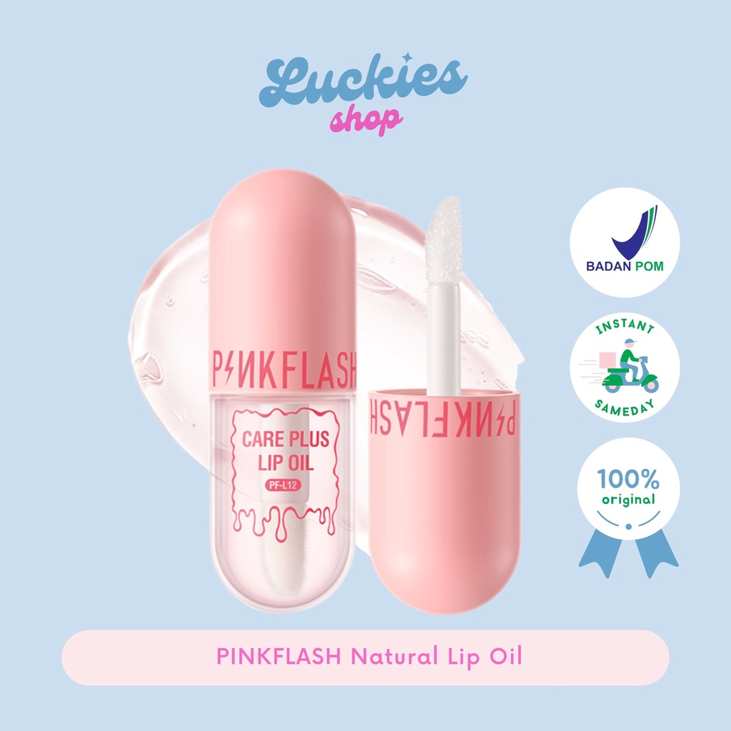 BPOM PINKFLASH Natural Lip Oil Lip Balm Lip Gloss Moisturize Repair Nourish Reduce Wrinkles Waterproof Multi-uses PFL12 Lipbam Pelembab Bibir