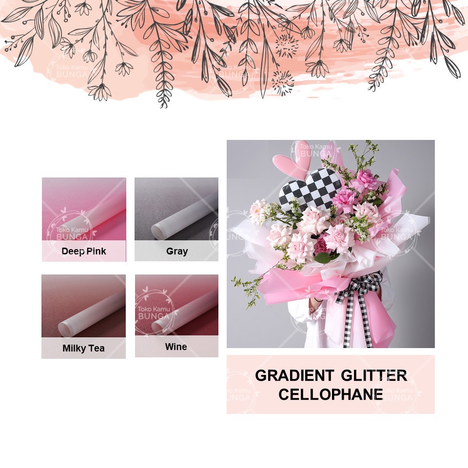 

[5 Lembar] Cellophane Gradient Glitter | Flower Wrap / Kertas Buket Bunga