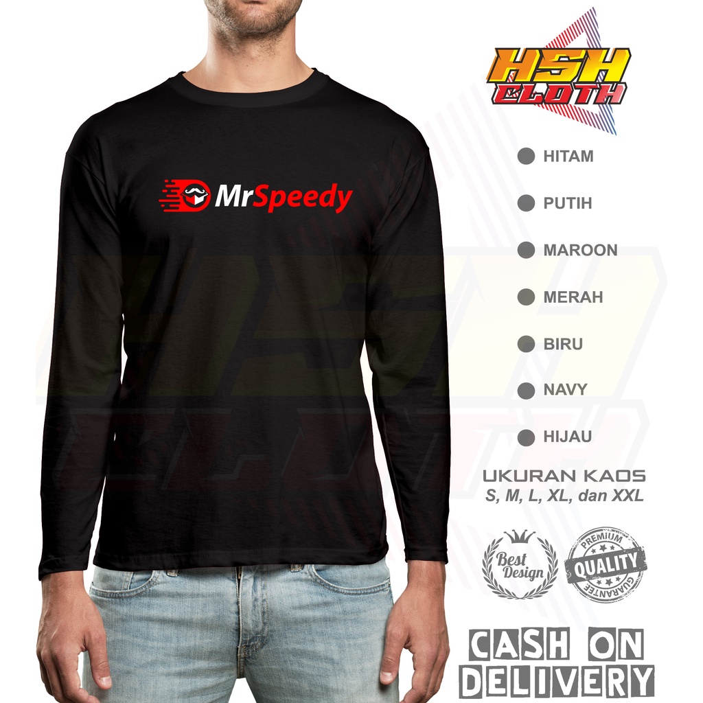 Baju Kaos Distro Mr Speedy Logo Perusahaan Lengan Panjang Bisa Custom - HSHCloth