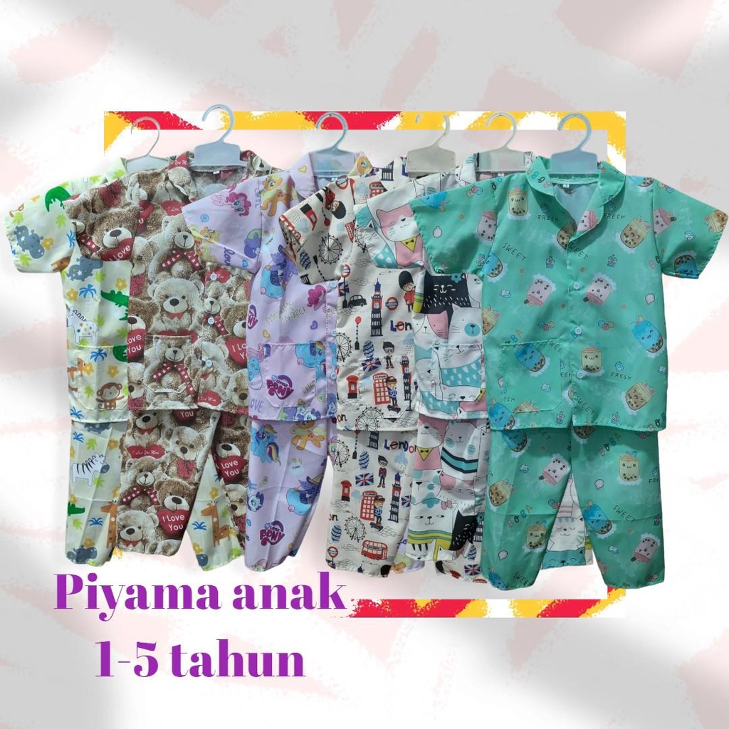 Paket Usaha piyama anak 1 lusin 1-5 tahun