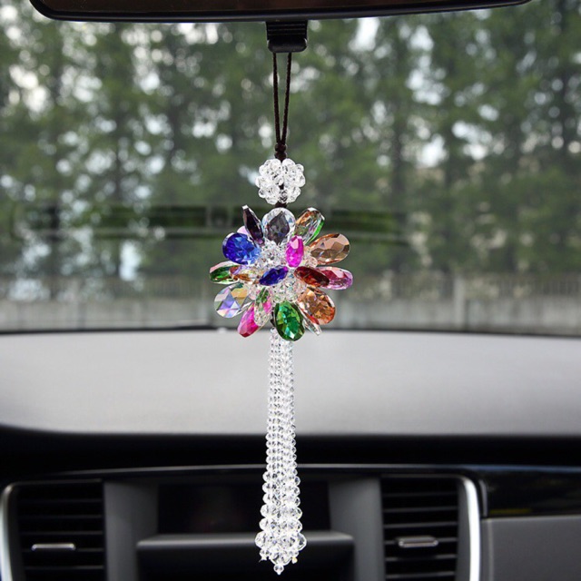 Gantungan Spion Car Bunga Middle Mirror Swarovski Kaca Crystal Kristal Blink Blink Premium