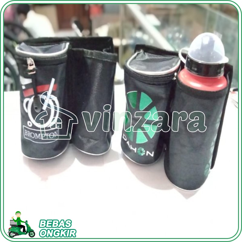 Tas HANDLEBAR STANG botol air minum double untuk seli sepeda lipat brompton dahon fnhon noris pikes 